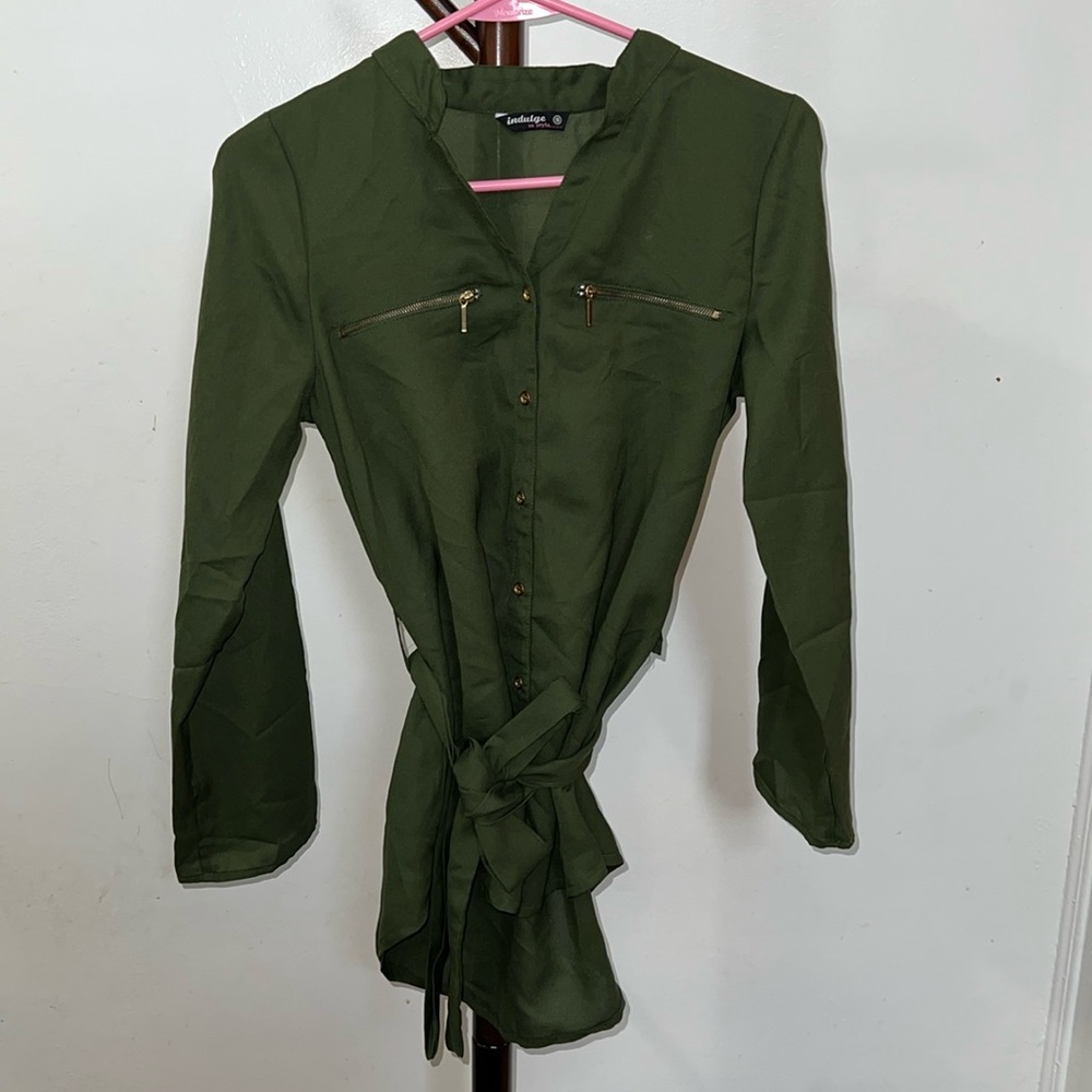 Olive Green Button Down Top